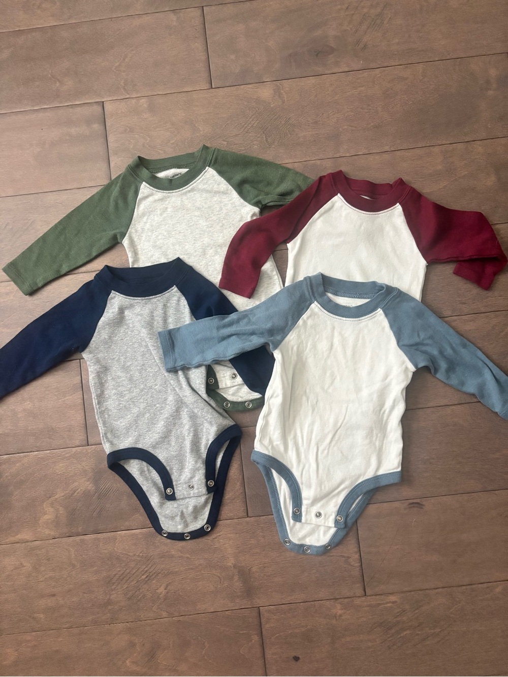 Carter’s Long-Sleeve Raglan One-Piece Bodysuit - Multi Color Set